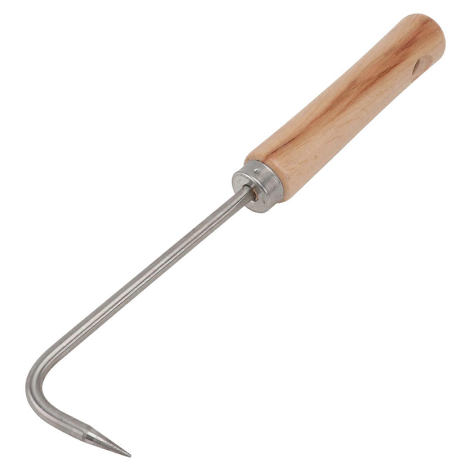 Yarnow Garden Weeding Tool Root Remover Manual Weeder with Wooden Handle and Manganese Steel Single claw Hook (Black)