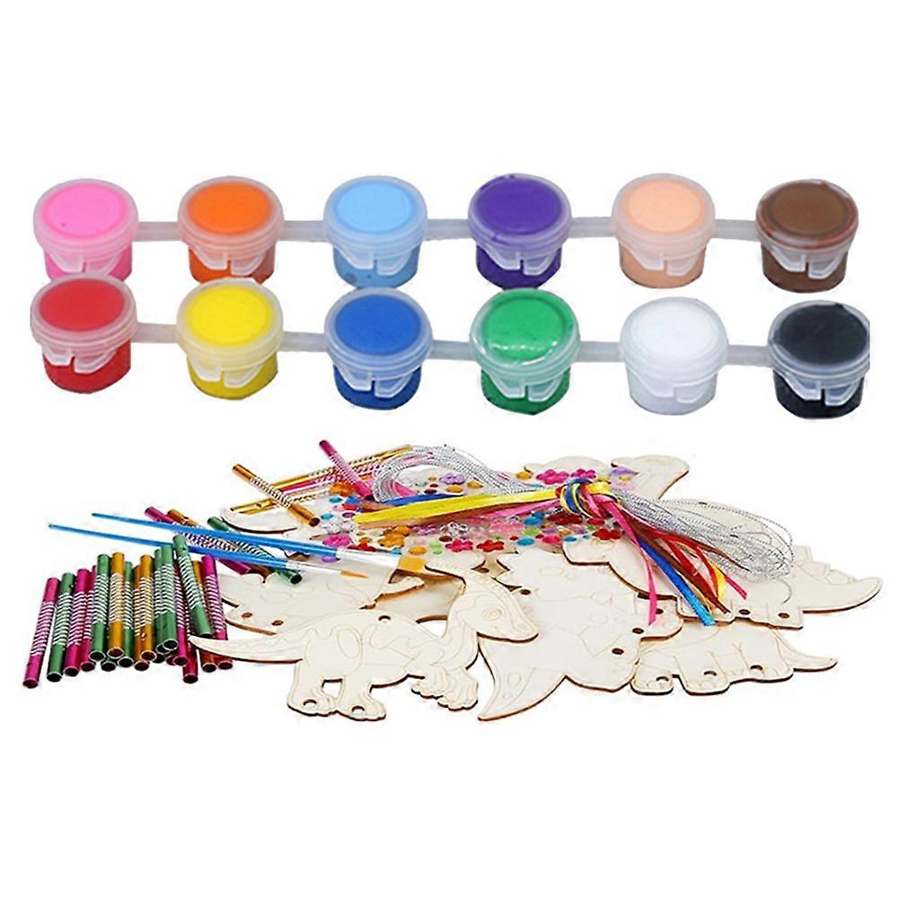 Diy Wooden Dinosaur Wind Chime Craft Kit – Decorative Garden & Home Chime Tubes String with Paint Colors