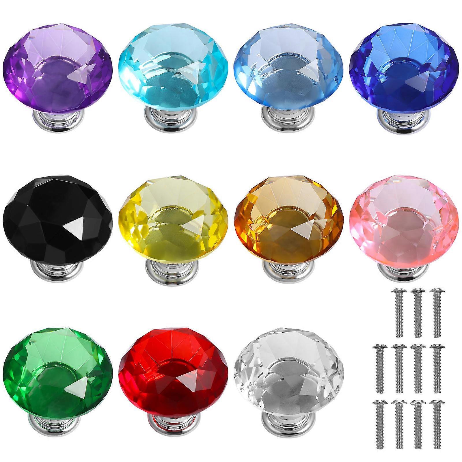 Wardrobe Drawer Knobs Durable Base Artificial Crystals Traditional Style 30mm 11Pcs