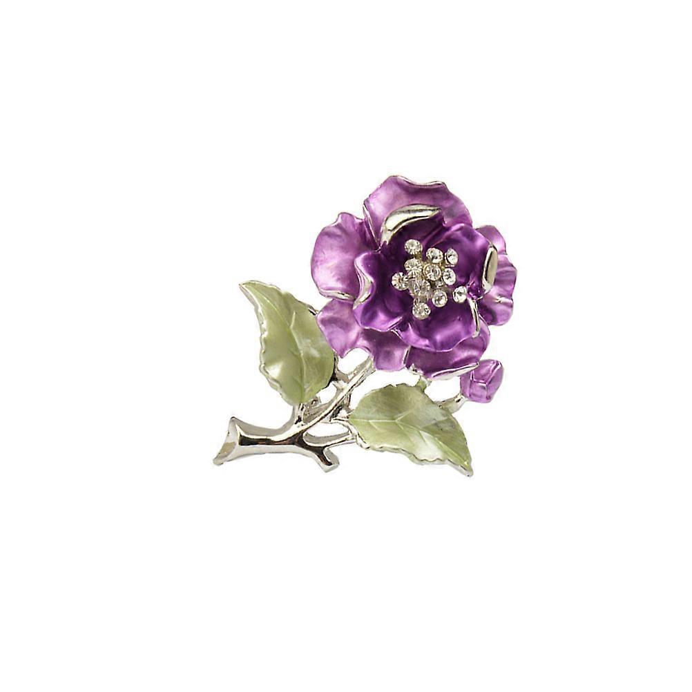 Elegant Flower Design Brooch Pin for Clothes in Purple Alloy 1.5 Inches