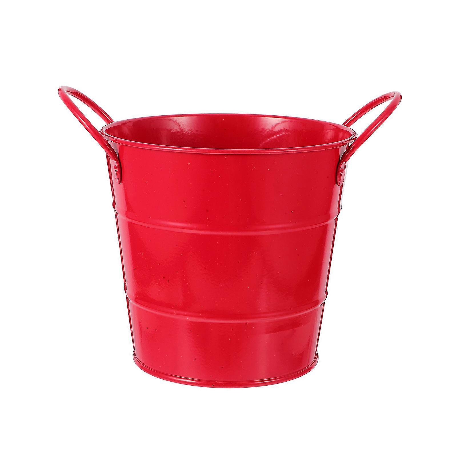 Metallbord Blomkruka Rustik Soptunna Röd Galvaniserad Papperskorg Multipurpose Användning För Skolmaterial 6.2×5.3×4.6in Papperskorg Insamling 1st