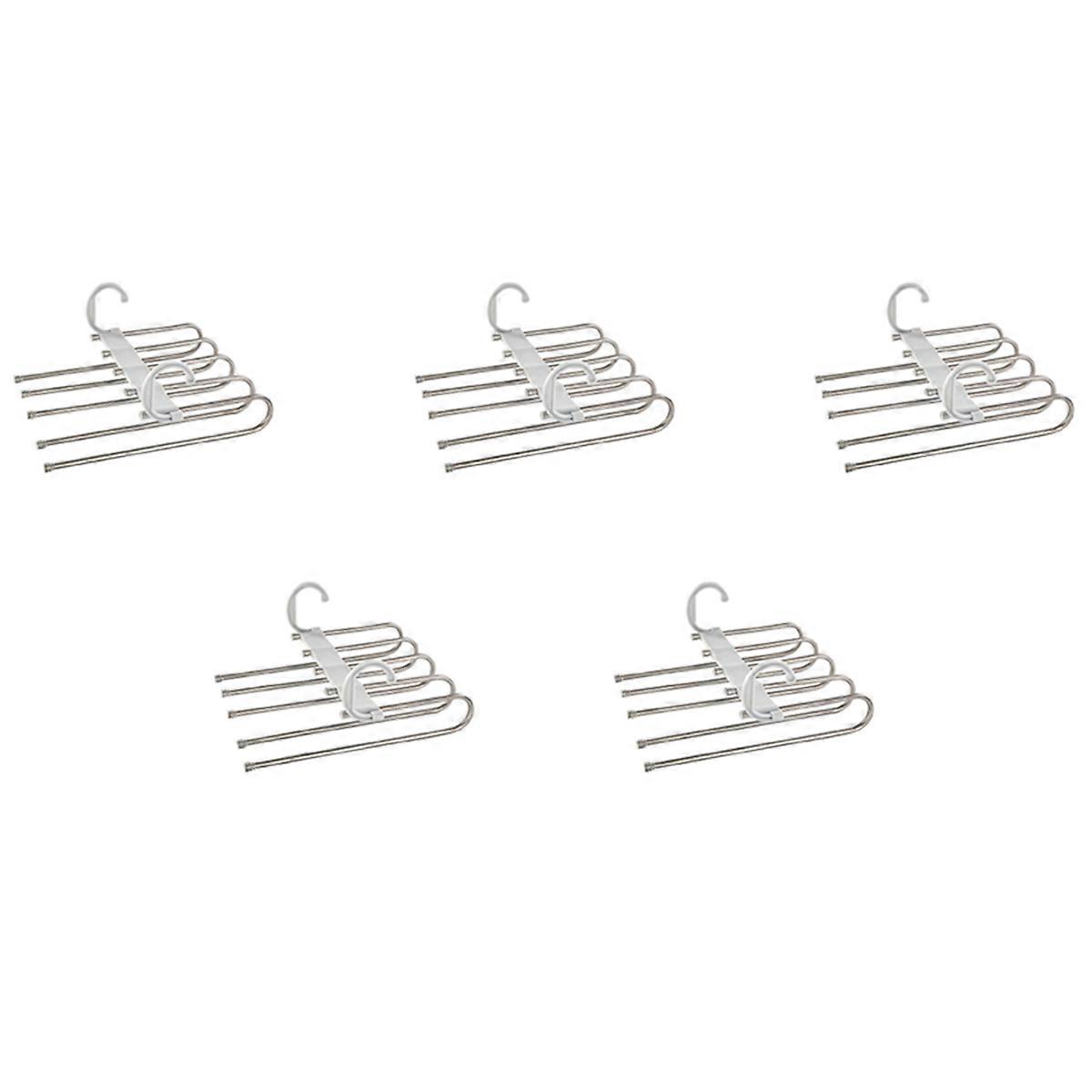 5X Pants Hangers 5 Layers Multi Functional Pants Rack Non-Slip Clothes Closet Storage Organizer for