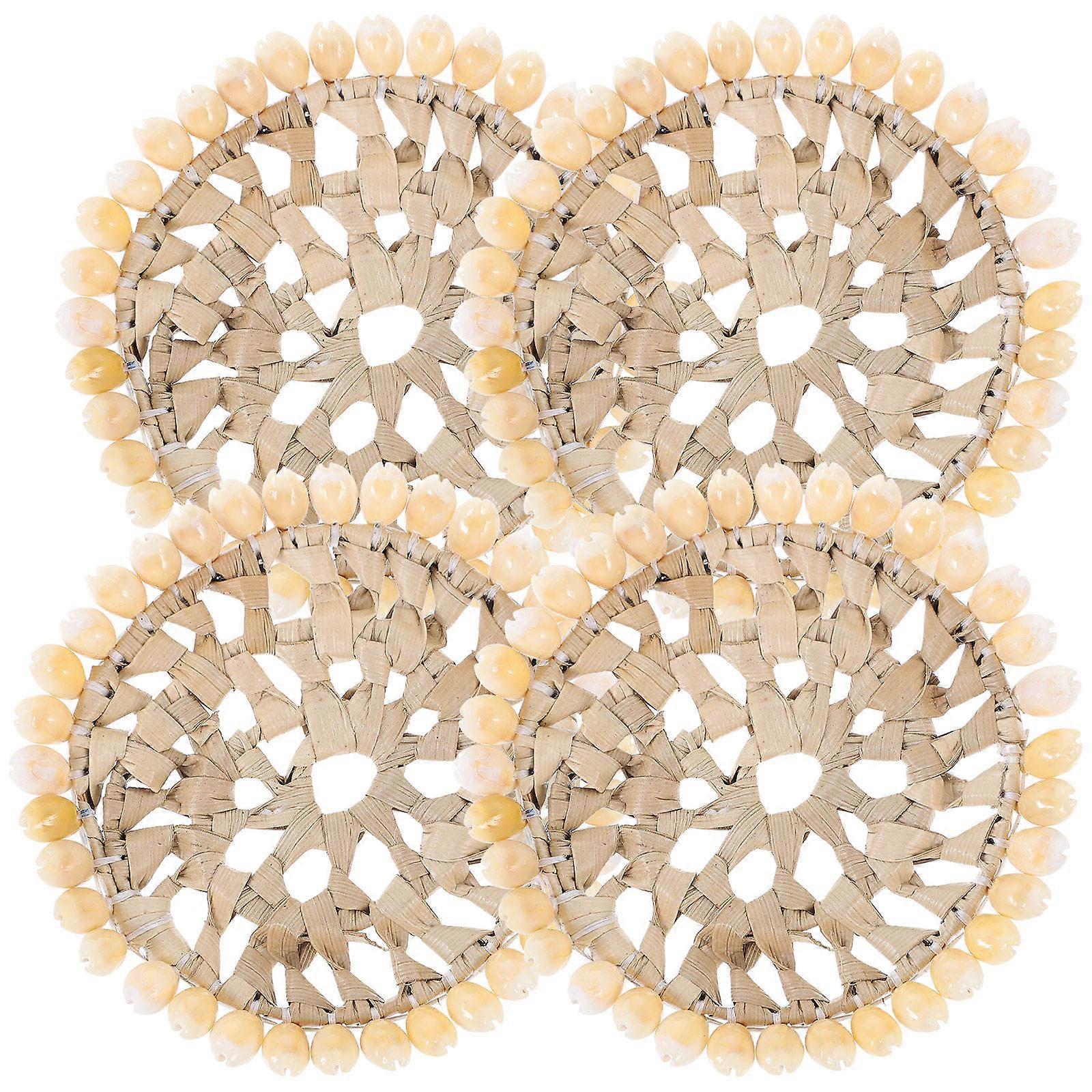 Outdoor Coasters Natural Shells And Synthetic Material For Tea Table 4Pcs