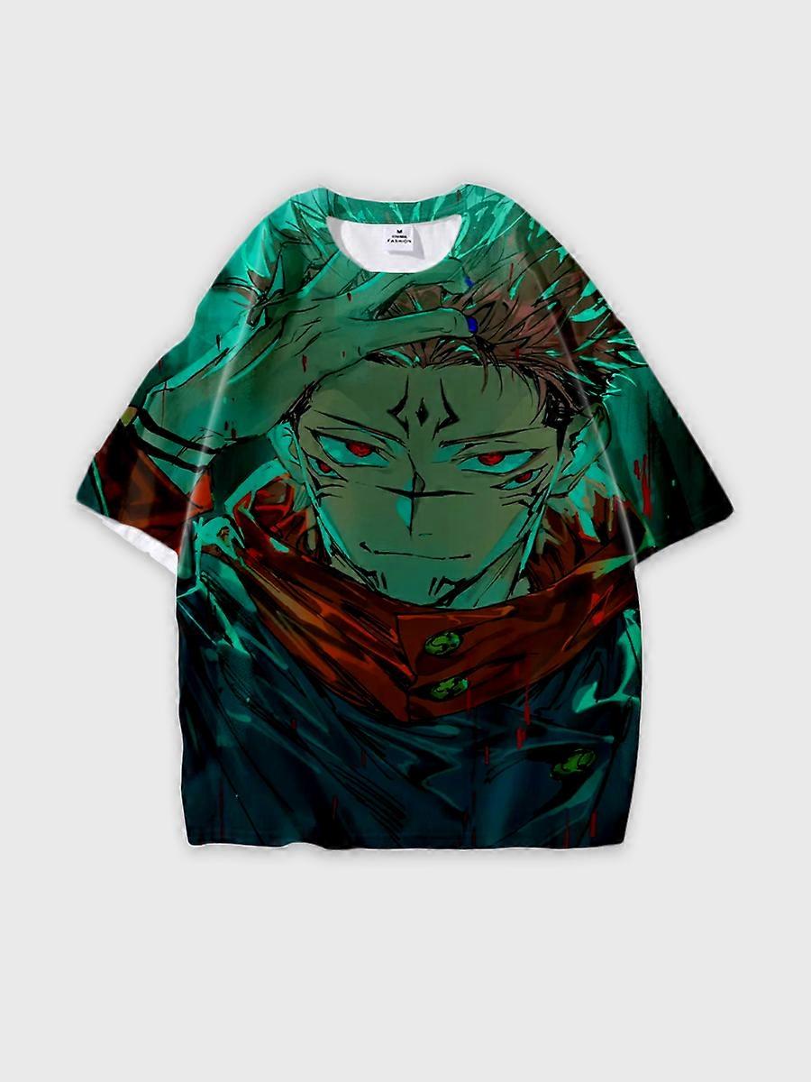 T-shirt round neck Character Pattern loose short sleeve P1415