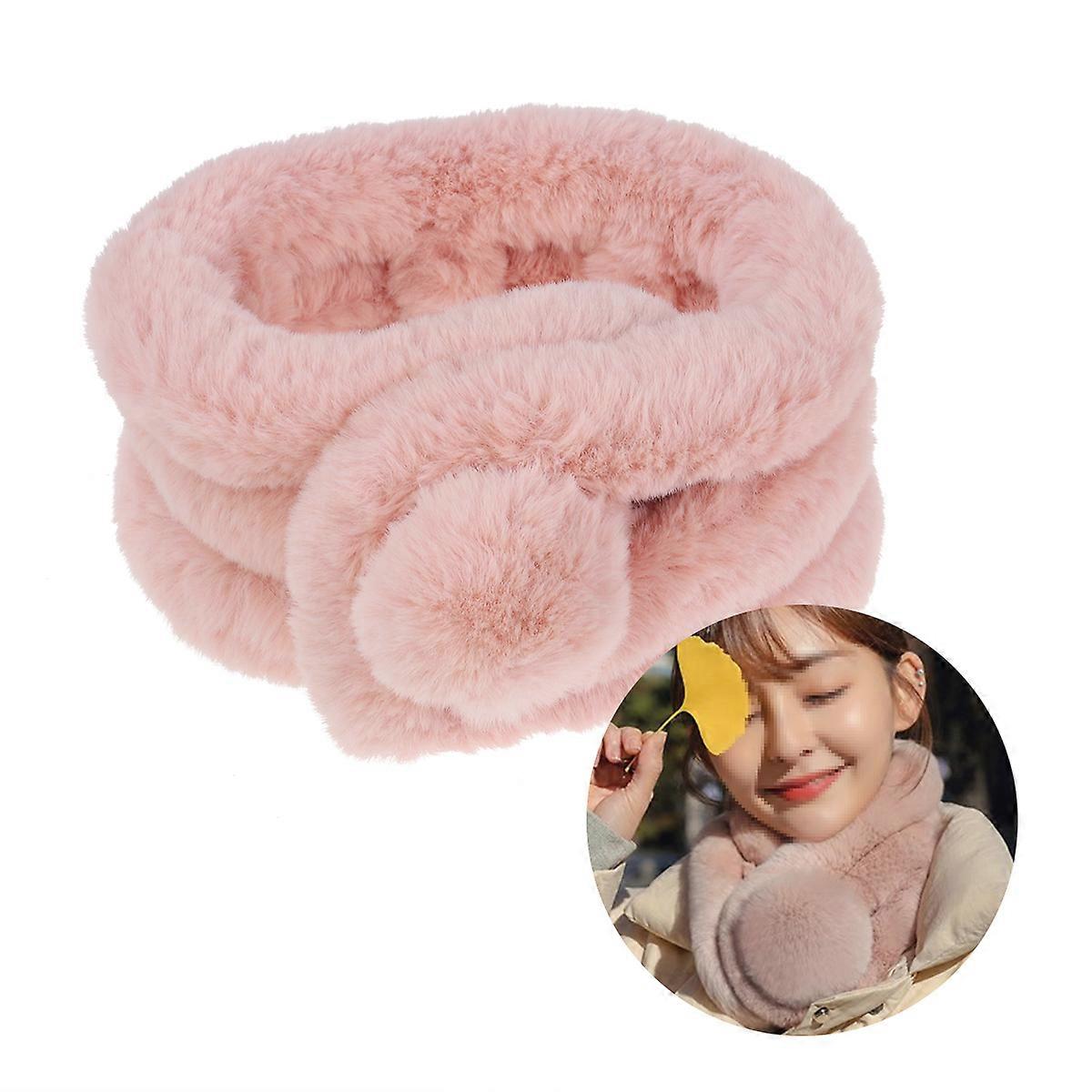Plush Neck Scarf For Women In Pink Simple Design Suitable For Evening Party 1Set