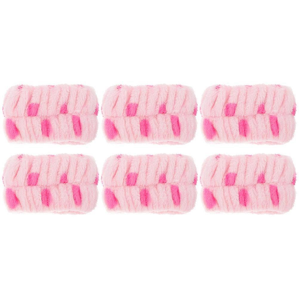 メイクアップとスポーツに最適な女性と女の子のためのさまざまな色の再利用可能な洗顔リストバンド 6個