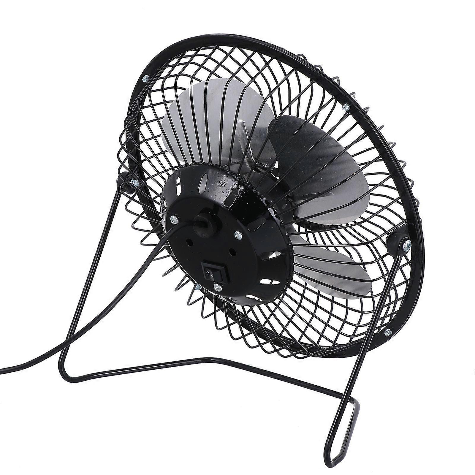 USB Charging Desk Fan with Quiet Operation and 360° Rotation for Office Use Black iron