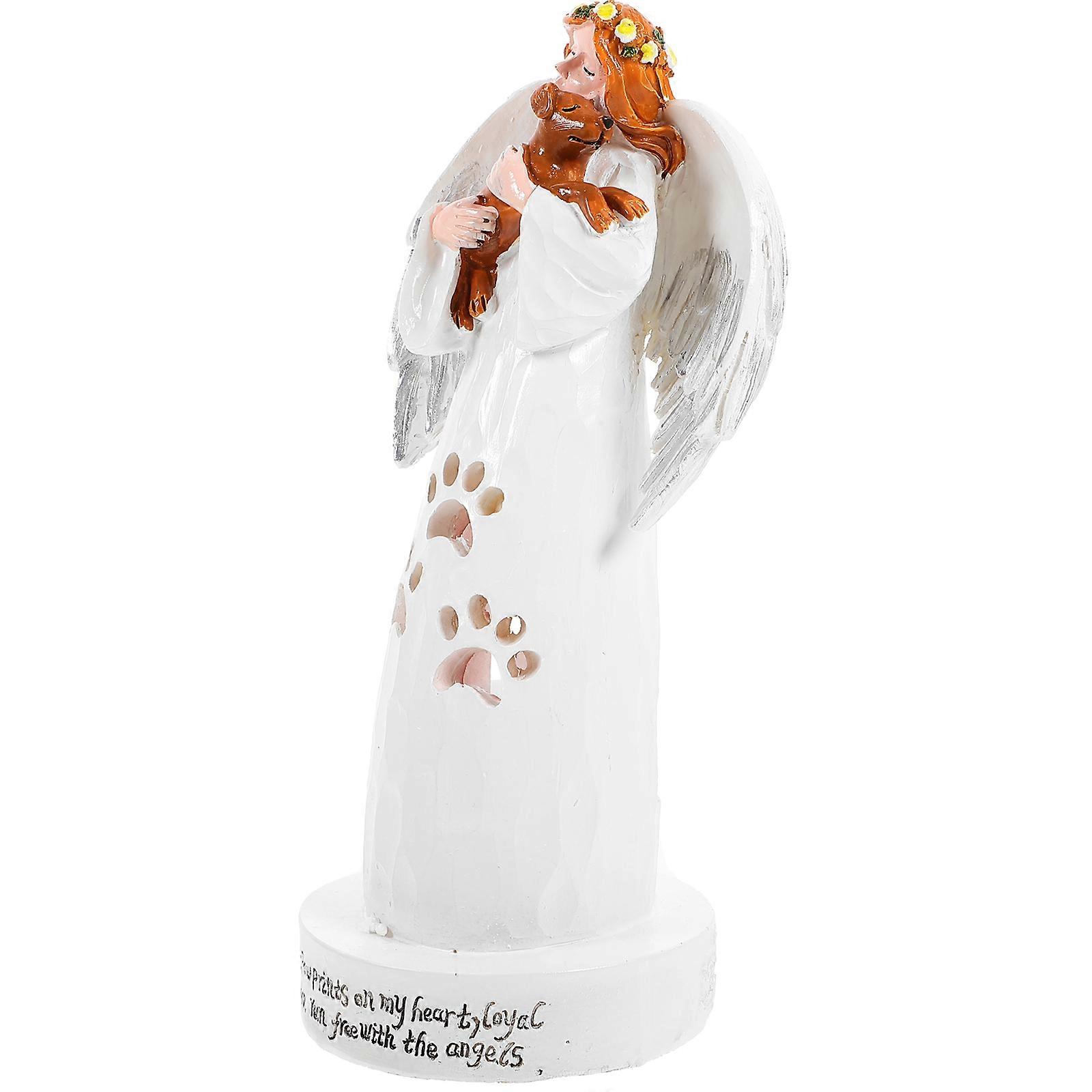 Angel Holding a Dog Statue Crafted from Resin for Decor Multi .3 inches
