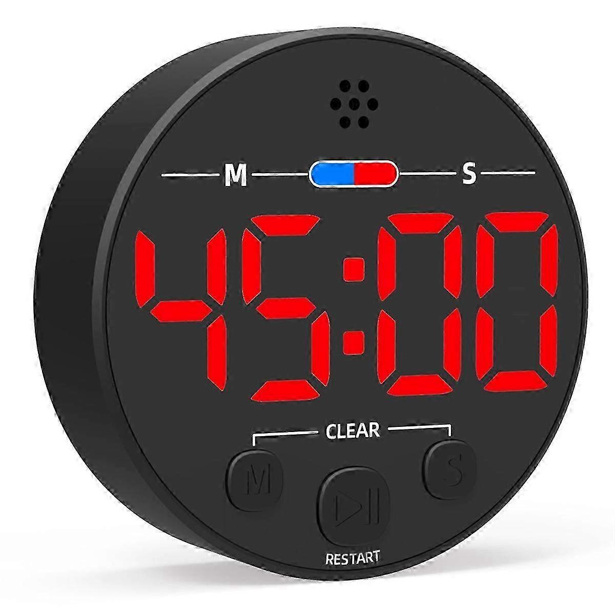 LED Display Visual Digital Timer in Red - Perfect Countdown Timer for Kitchen Use & Cooking Precision