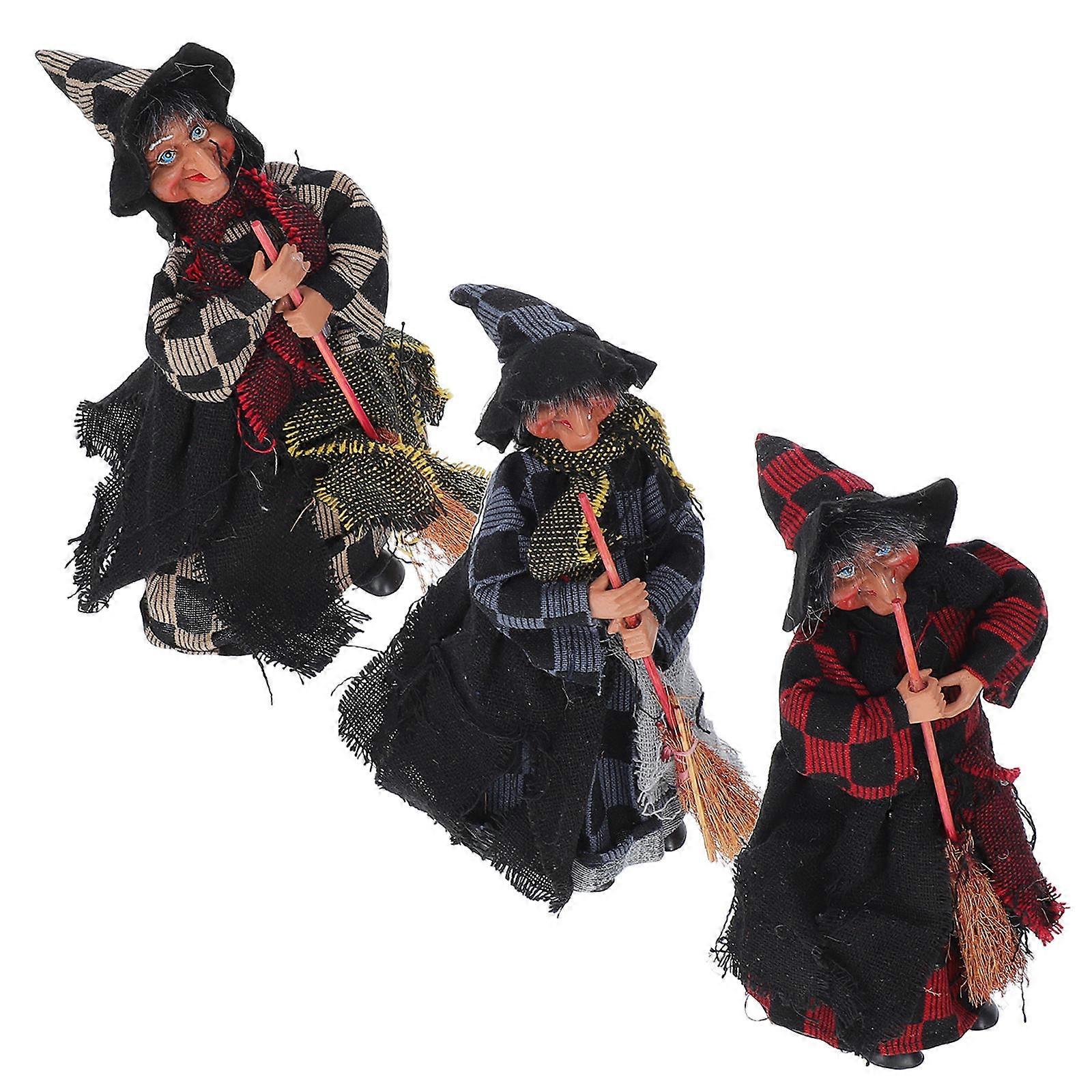 Spooky Halloween Witch Figurine with Broomstick – Eye Catching Indoor Outdoor Decoration for Party and Festive Atmosphere