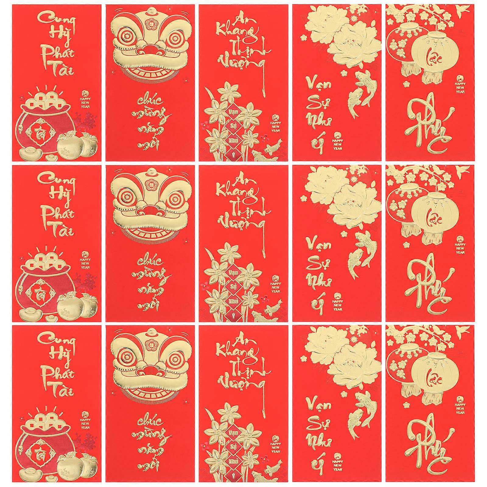 36pcs Red Envelopes for Snake Year Money Gifts Vietnamese Style New Year Pouches Mixed Designs