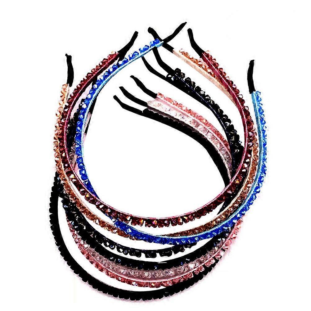 6pcs Crystal Rhinestone Headbands for Women – Double Row Design, Mixed Colors, Elegant Hair Accessories for Parties, Daily Wear & Special Occasions
