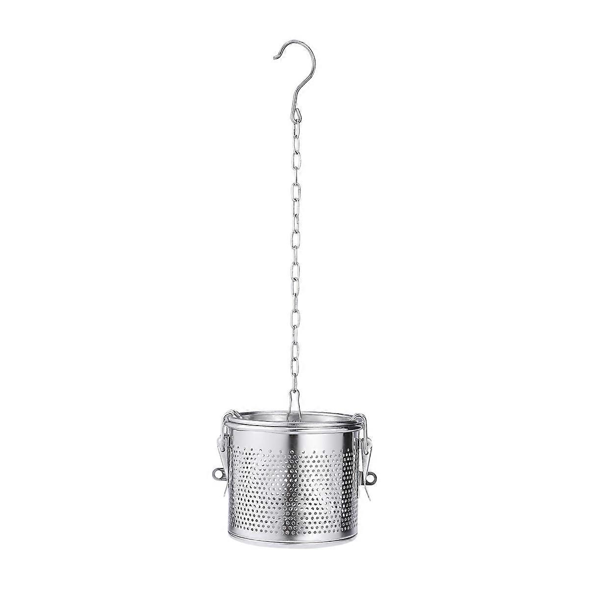 Stainless Steel Spice Infuser Soup Strainer with Chain and Hook for Kitchen Use Silver 3.54 Inches