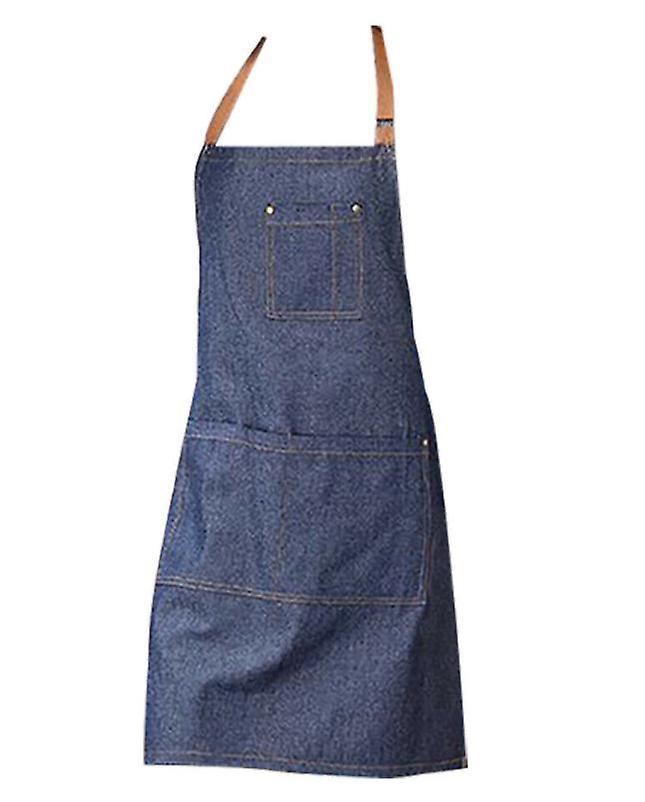 Chefs Pocket Cooking Apron Adjustable Baking Neck Kitchen Hanging Denim