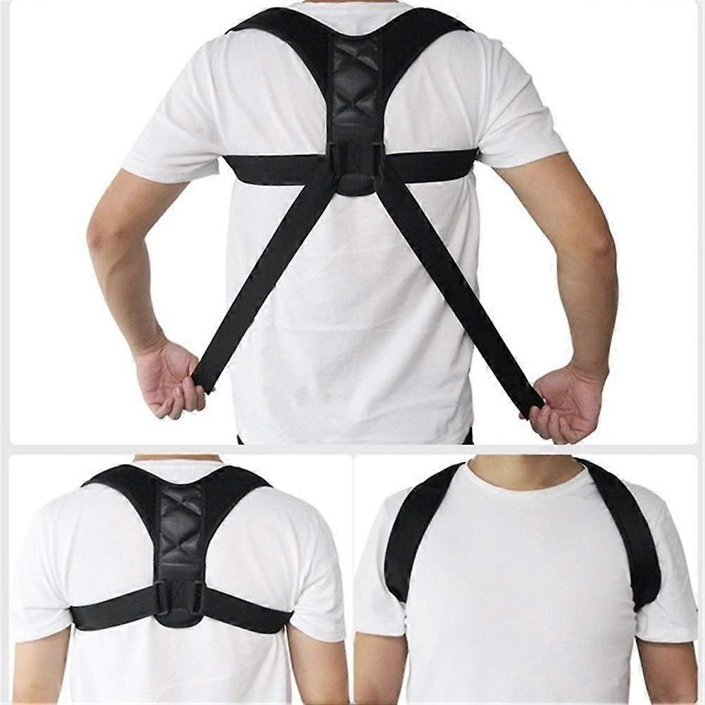 Adjustable Posture Corrector for Clavicle, Back, and Shoulder Support, Black, Large Size, Belt-Compatible