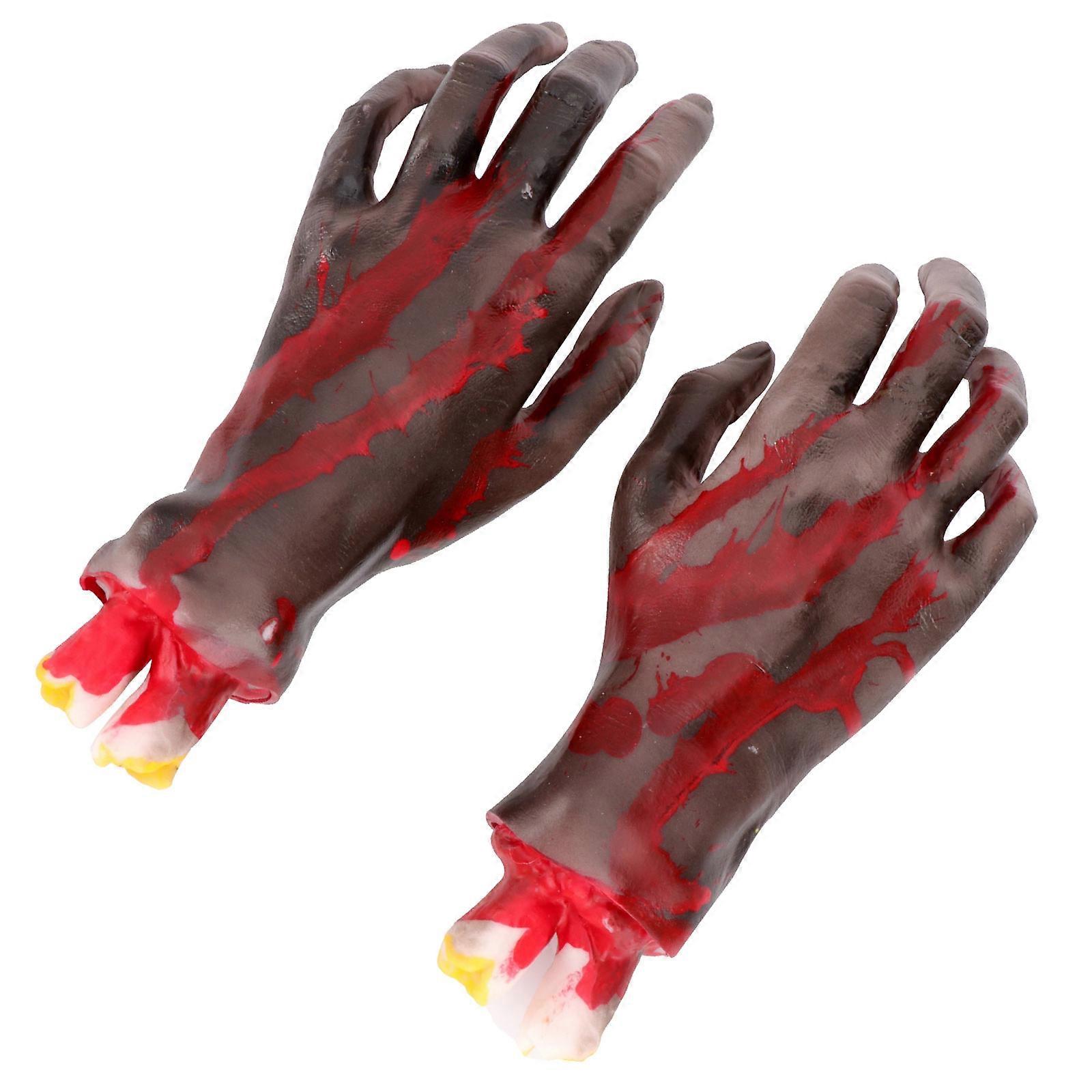 1 Pair of Spooky Halloween Hand Props for Prank and Photography in Black