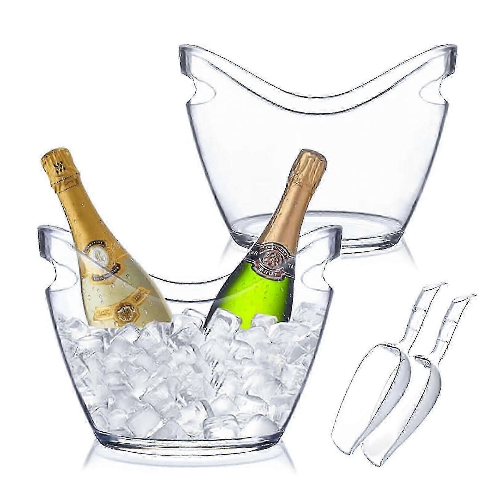 2-Pack Clear Acrylic Ice Buckets for Party Cocktail Bar 4L