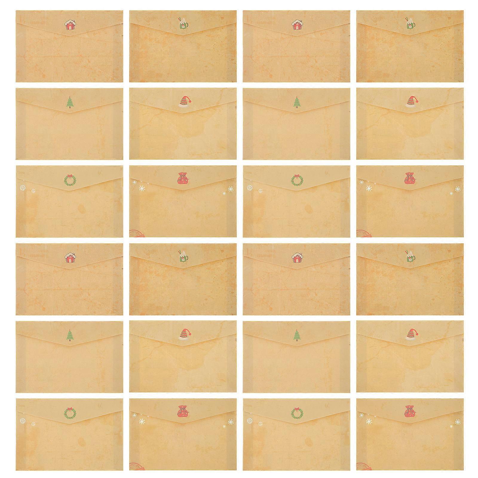 Christmas Envelopes, 24pcs Christmas Invitation Envelope Postcard Envelope Xmas Money Envelopes Lucky Money Holder Wedding Invitation Xmas Kraft