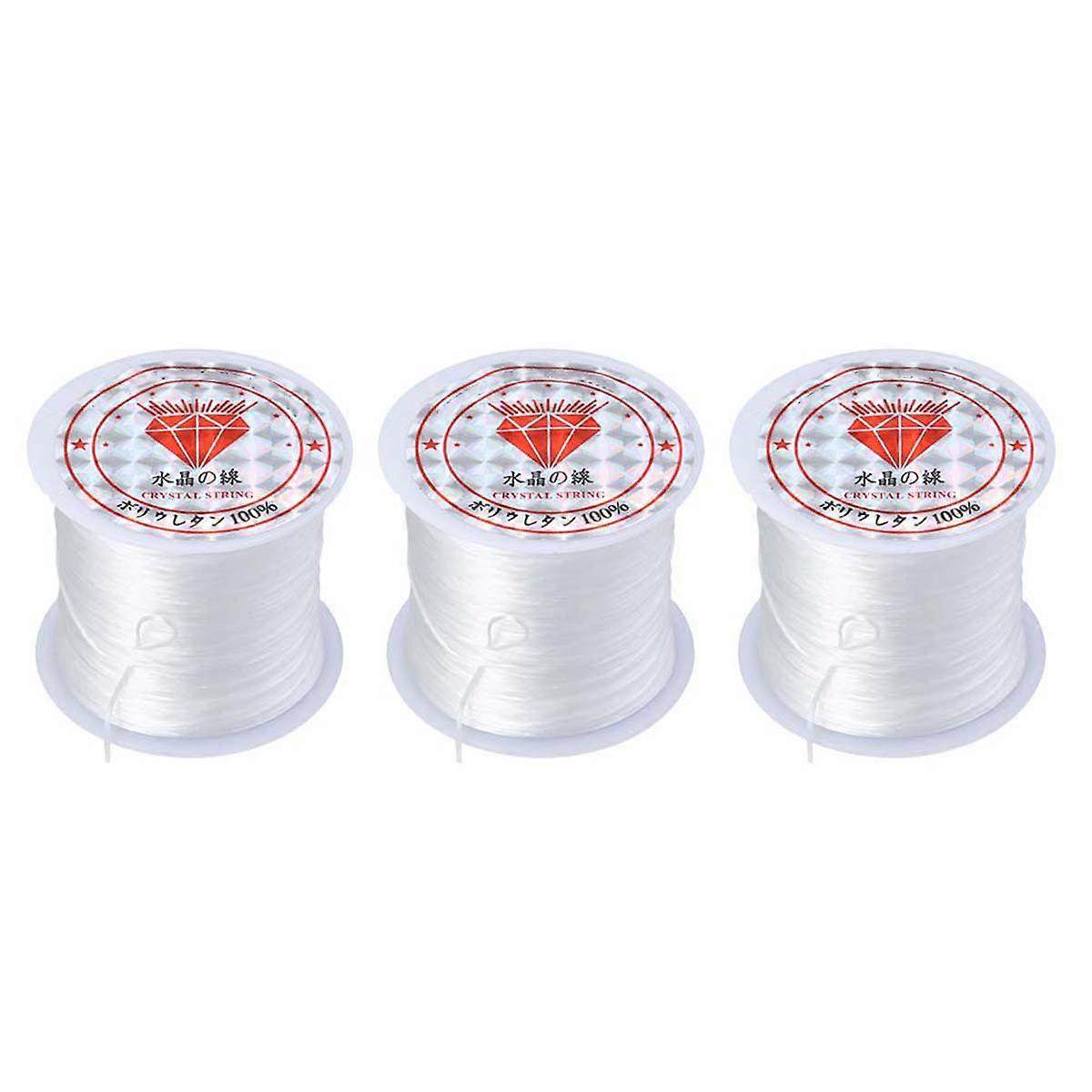 3 Rolls of Strong Elastic Crystal Rope Transparent Thread for Jewelry Making and Crafts White Spandex