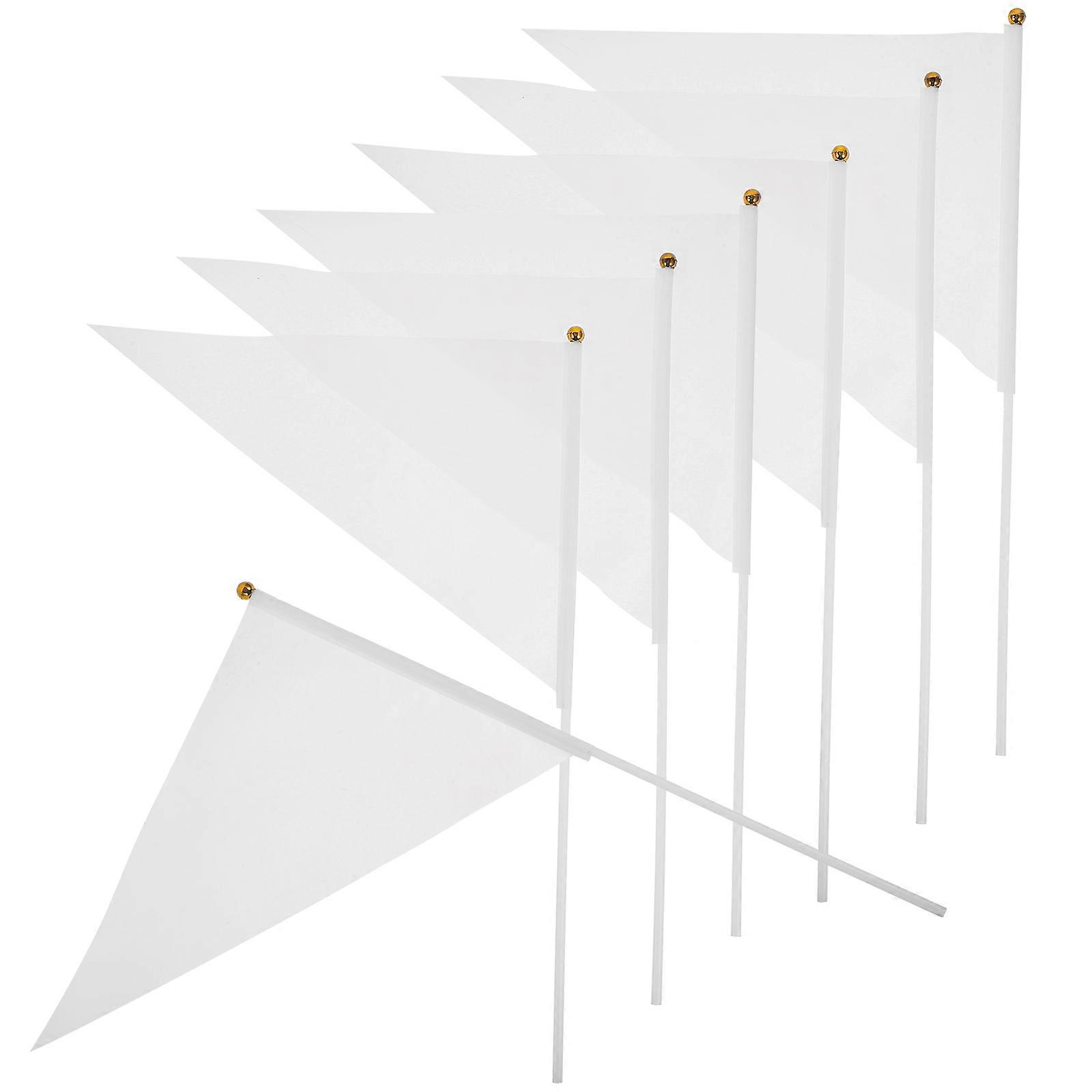 Hand Waving Small Flags Small Handheld Flags for Party 30Pcs White Polyester