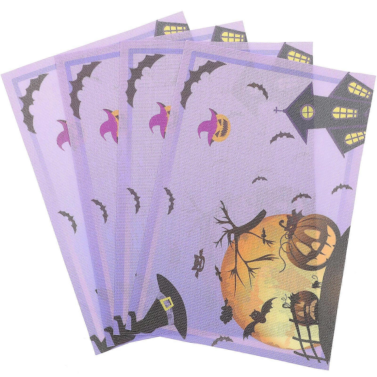 Plate Coasters For Dining Table Use In Assorted Color Featuring And Fade-Resistant Halloween Design 4Pcs