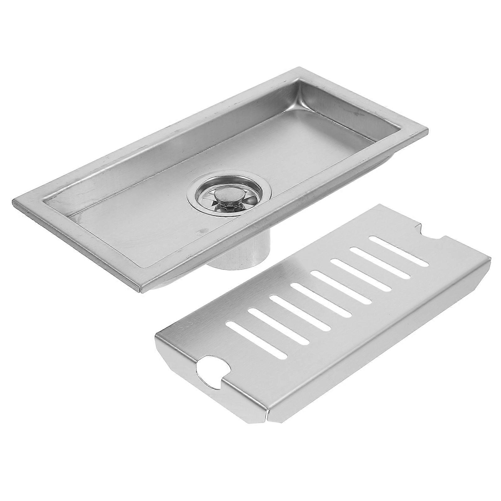 Hair Catching Shower Drain Strainer Floor Drain Stopper for Kitchen Use Rectangular Silver Material 1Pack