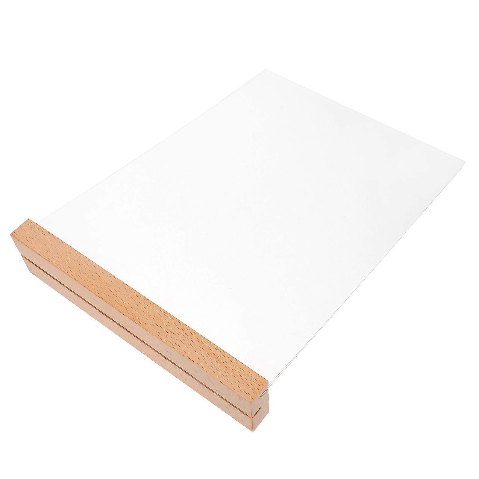 Acrylic Sign Holder with Solid Wood Base   Double Sided Tabletop Display Stand for Restaurant, Office, and Retail Use   Natural Wood Support for