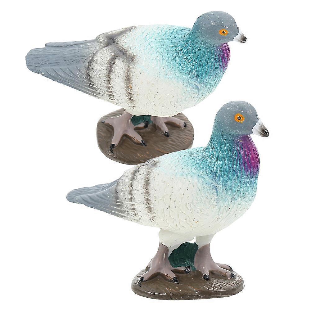Dove Modeling Statue 2Pcs Realistic Dove Shape Garden Decoration Miniature Outdoor Space