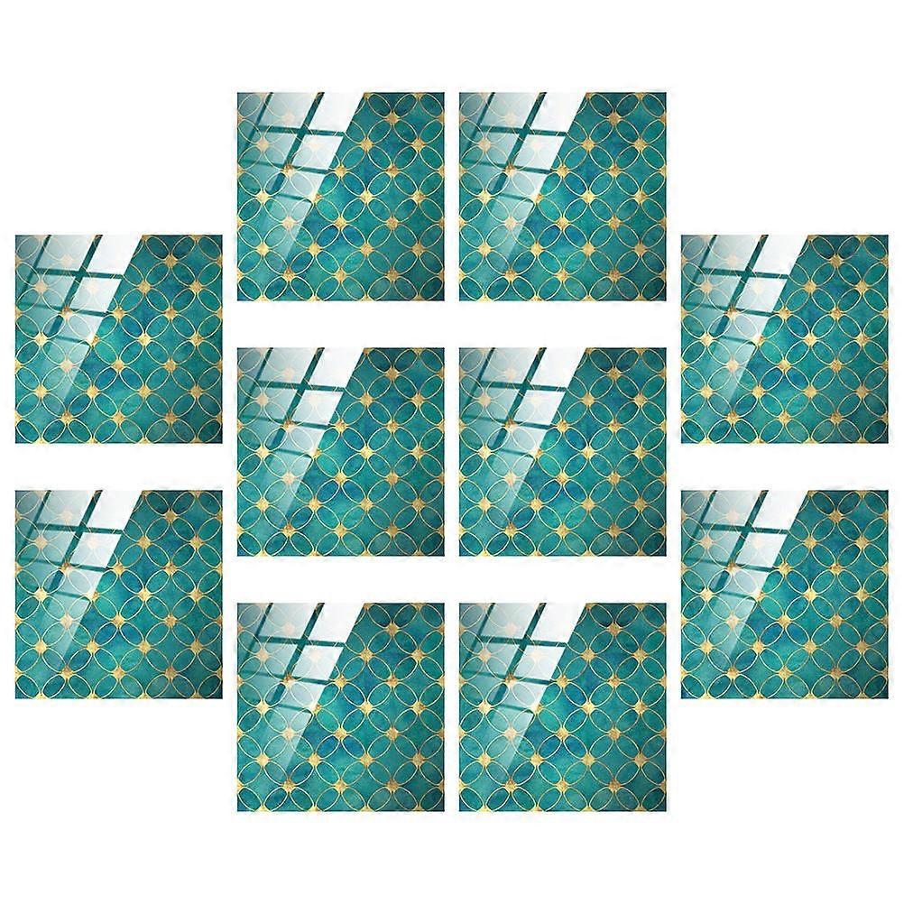 Waterproof Peel And Stick Wall Tile Stickers For Kitchen Backsplash 20X20Cm Green 10Pcs