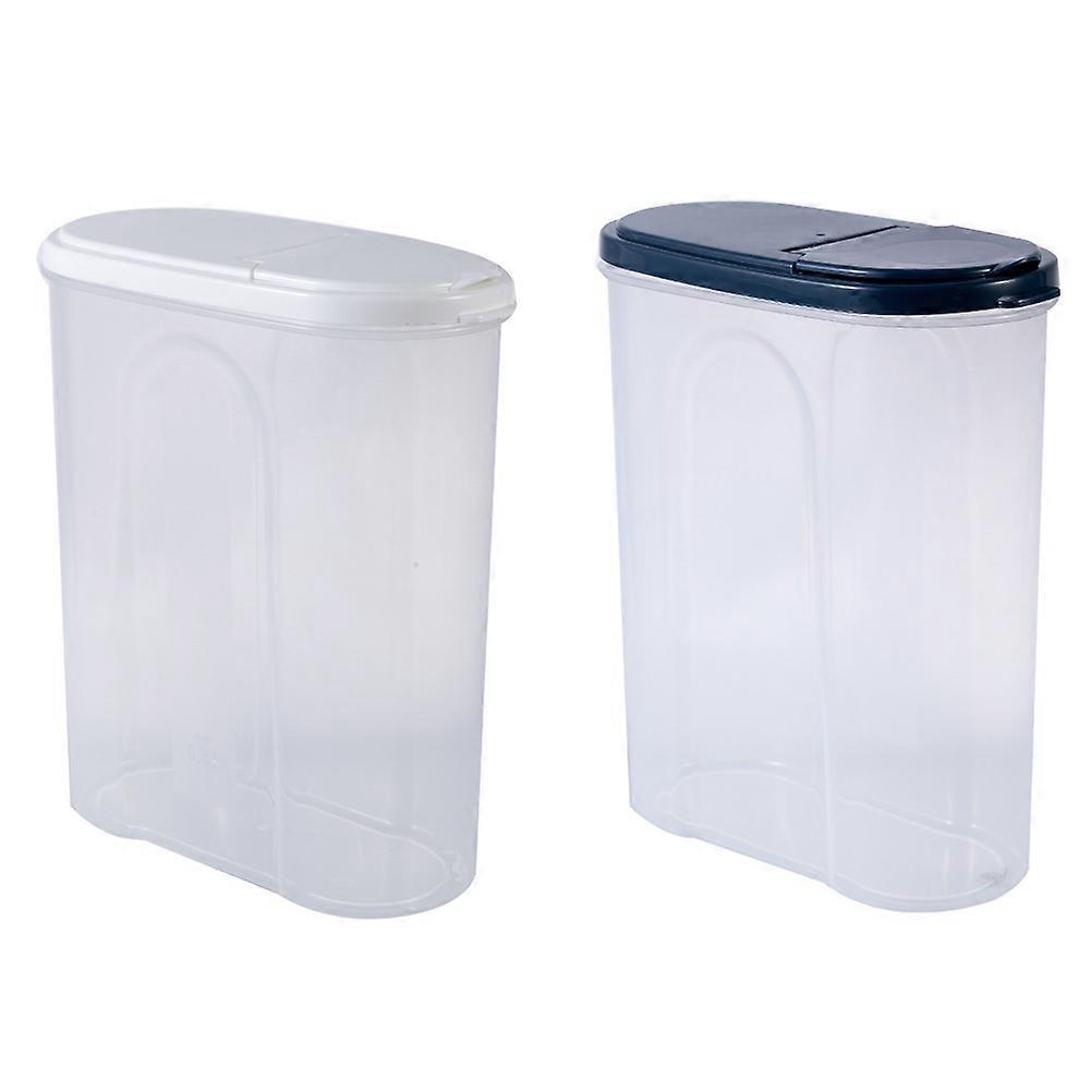 2pcs Plastic Kitchen Storage Tanks Transparent Seal Tanks for Household Cereal Holder Assorted Color 0.85L