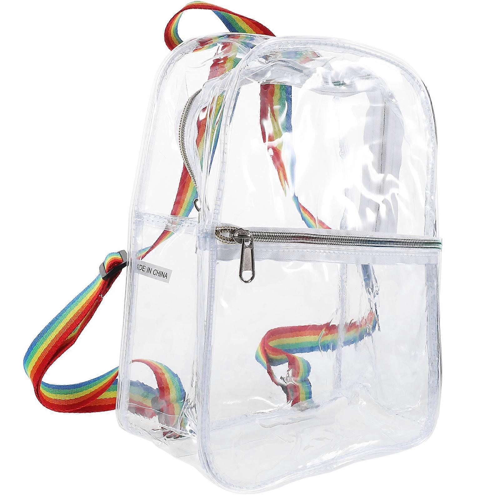 Clear Backpack Bag With Colorful Strap Perfect For Outdoor Activities And Travel 30X22.5X10CM Durable 1Pcs