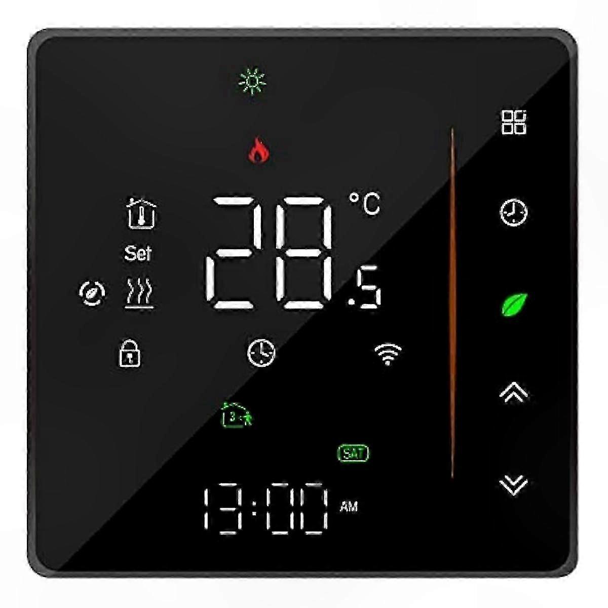 Smart Thermostat, WiFi Enabled Temperature Controller with Weekly Programming, Touch Control, 3A Black