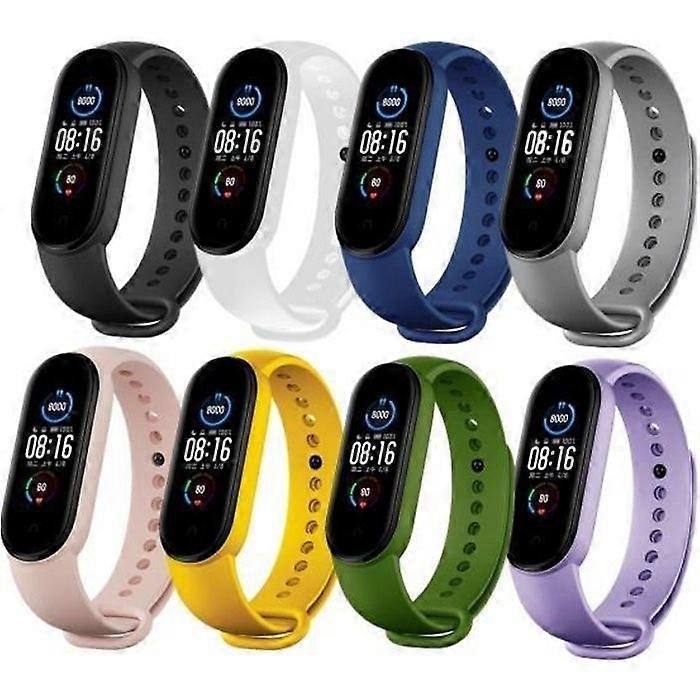 8 Pieces Silicone Strap Compatible For Xiaomi Mi Band 3/4