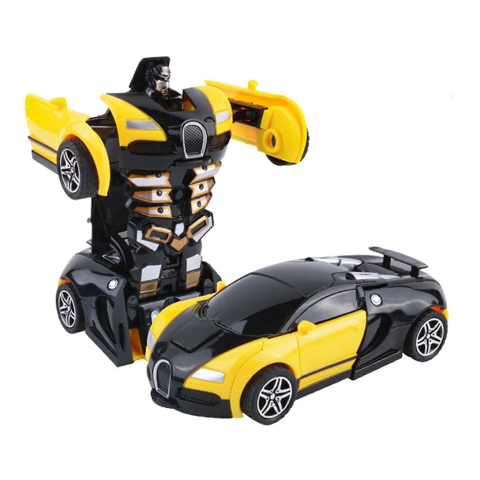 Morphing Car Toy Transforming Truck, Robot Conversion B127 Figure, Hero Toy, PullBack Racer, Gift for Fans Yellow
