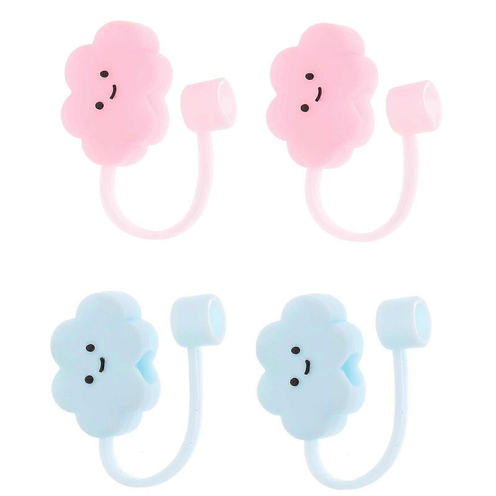 Cartoon Style Reusable 4Pcs Cloud Shape Straw Covers Splash-Proof Protectors For Graduations