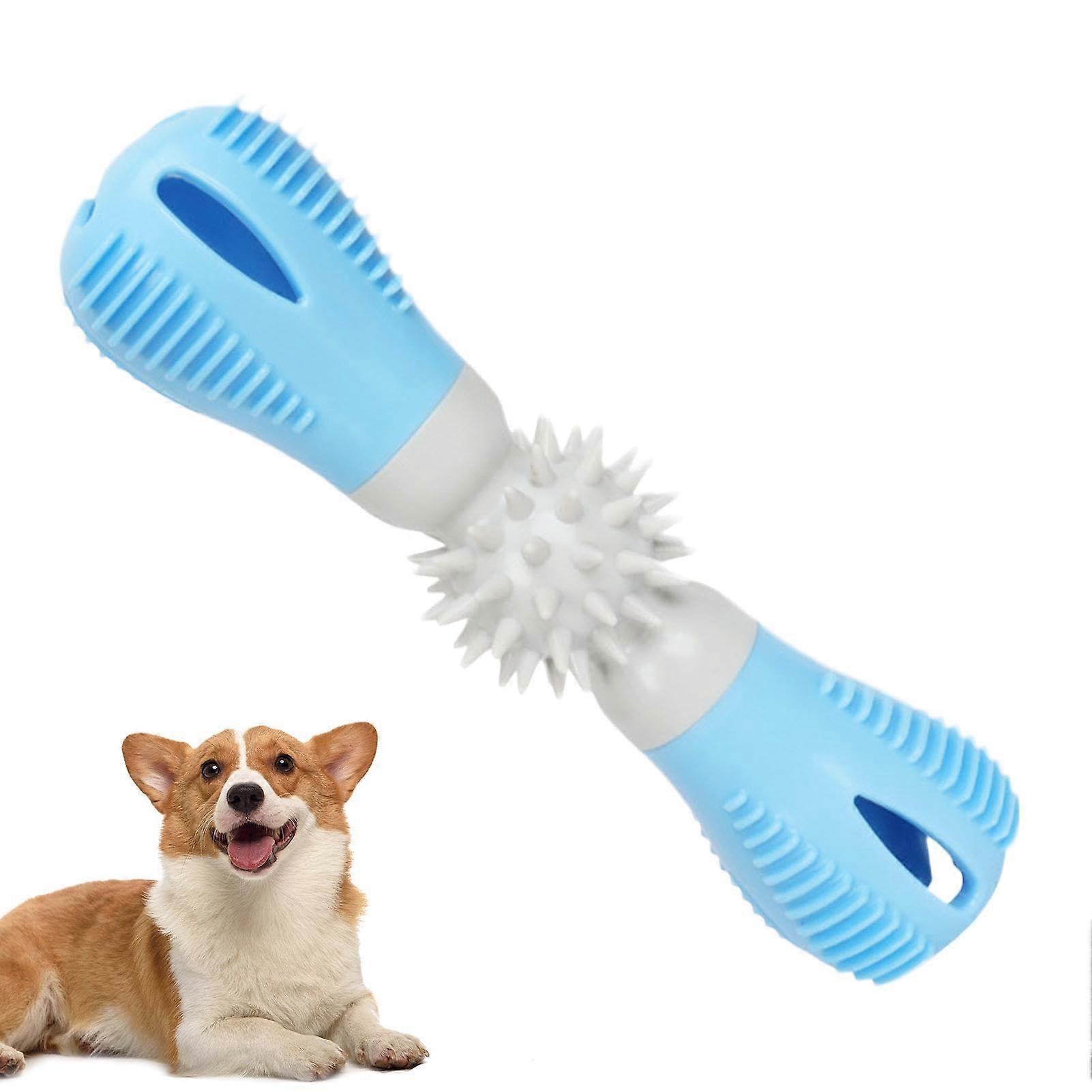 Dog Toy For Teeth Cleaning Dumbbell Durable Rubber Toy For Small Medium Large Dogs Blue