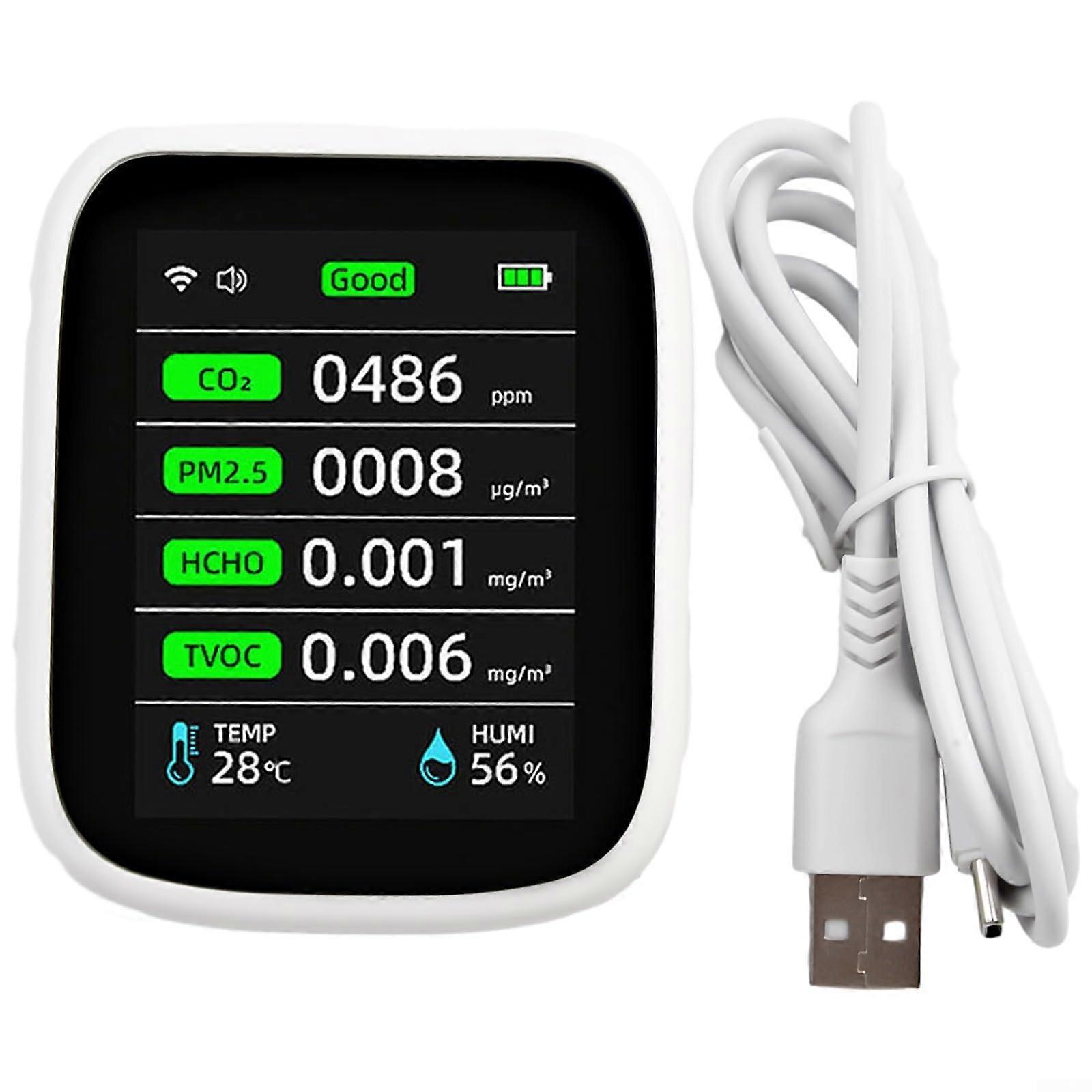 Indoor Air Monitor with WiFi for Tuya App Measures PM2.5, HCHO, Temperature and Humidity Accurately