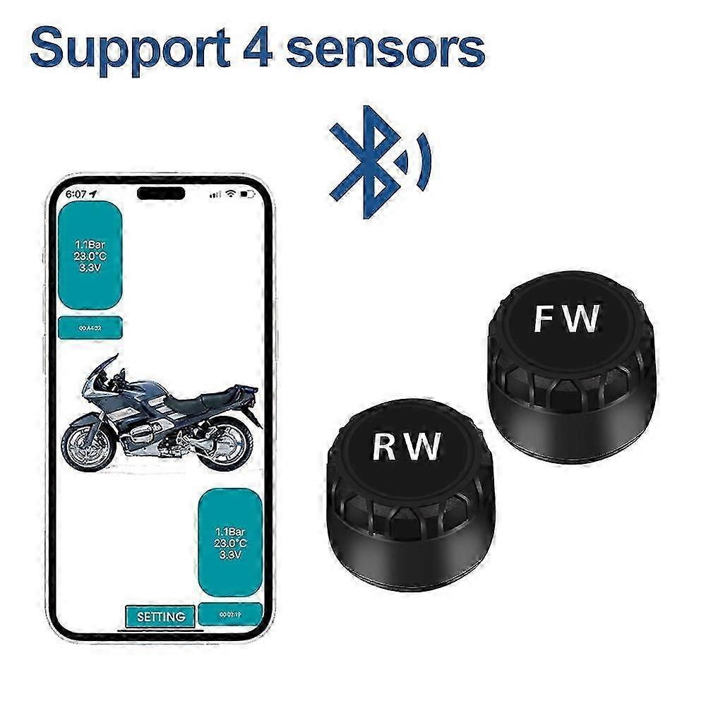 Motorcycle TPMS 2 Sensors Bluetooth 4.0 5.0 Tire Pressure Monitoring System Pit Bike Tyre Tester Diagnostic Set Moto Accessories