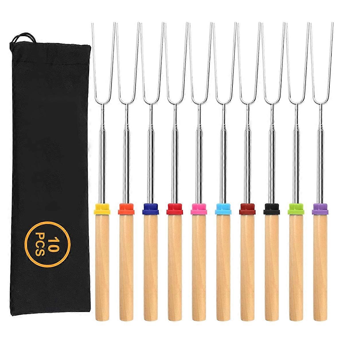 10 Pcs Marshmallow Roasting Sticks for Fire Pit Long 32Inch, Smores Sticks Skewers, Smores Kit for Fire Pit for Camping