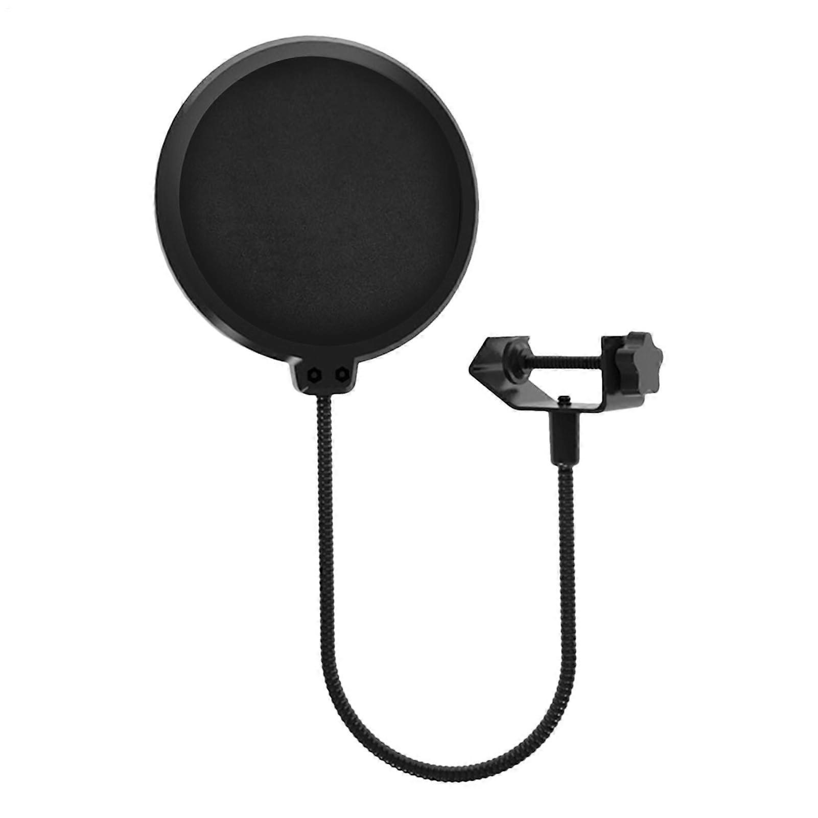 Microphone Pop Filter Professional Double Layer Studio Wind Screen with Flexible Tail for Recording Vocals
