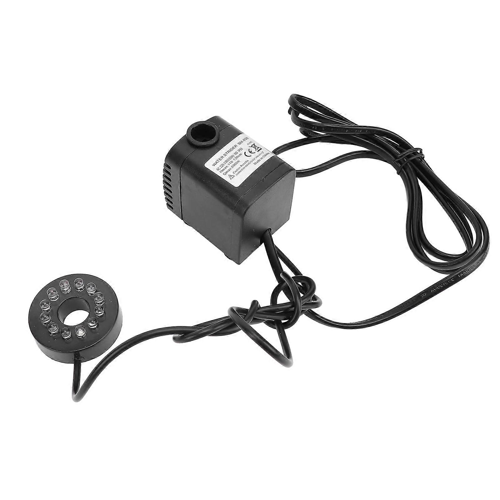 Adjustable Water Pump with LED Lights for Fountain, 600 L/h, IP68, EU Plug 220-240V, Suitable for Fish and Garden Tanks