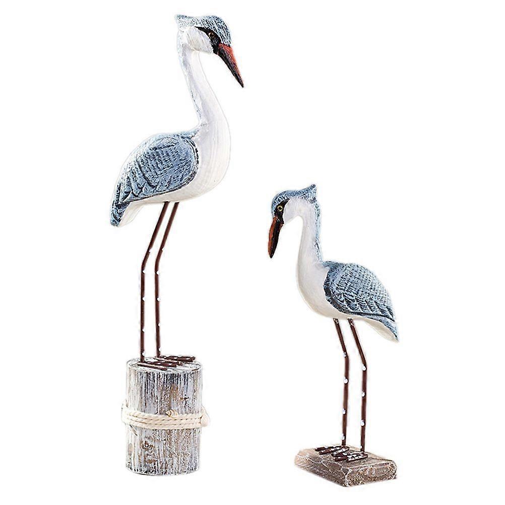 2 Pcs Lovely Wooden Seagull Ornaments Desktop Garniture for Home Decoration