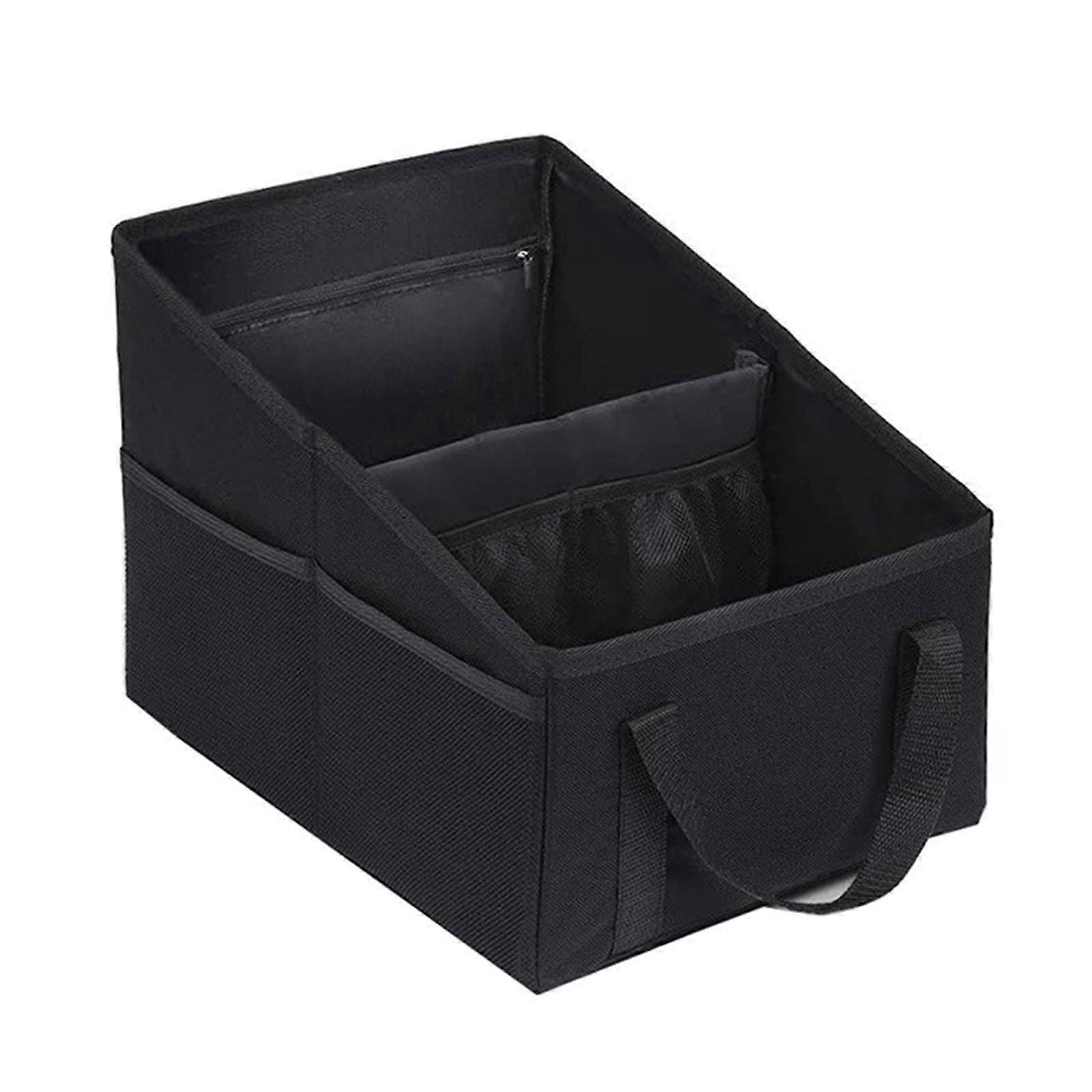 Multifunctional Auto Storage Box for Backseat or Trunk, Large Capacity Black Car Organizer for Vehicle, Durable and Secure Placement