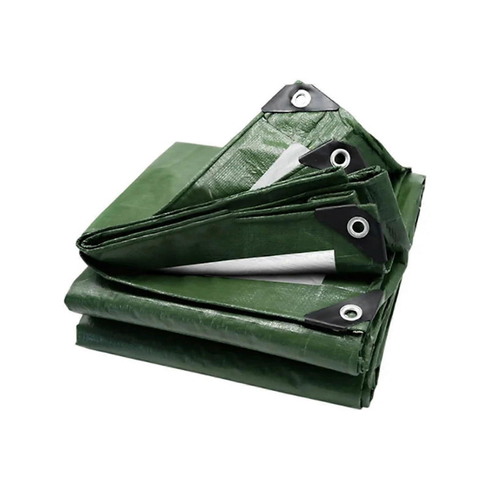 Abdeckplane Floordirekt Canvas Tarp, Weatherproof Outdoor Camping Shelter, 3x4m Green Sliver