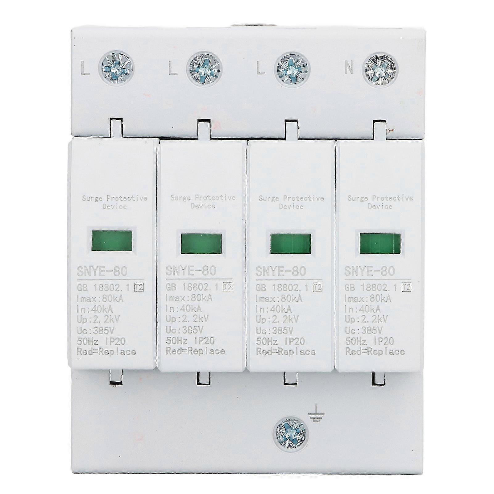 4P 385V Surge Protector with Fault Indicator - Quick Response Voltage Safety Device for Home Use