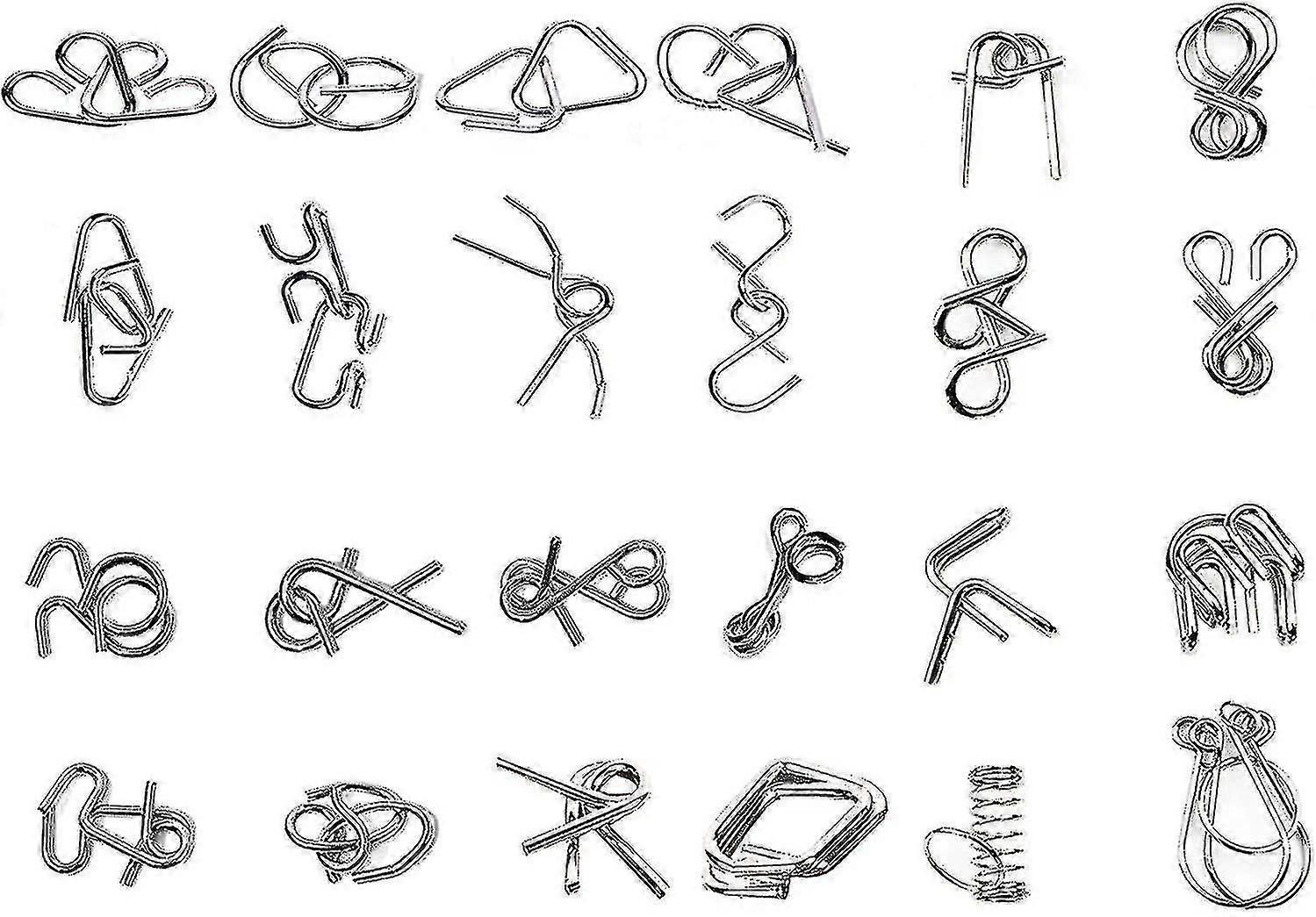 24pcs Metal Wire Brain Teaser Puzzles  IQ Magic Trick Toy Set