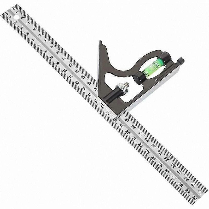 Stainless Steel 300mm Multi-Function Measuring Ruler with Angle and Square Features