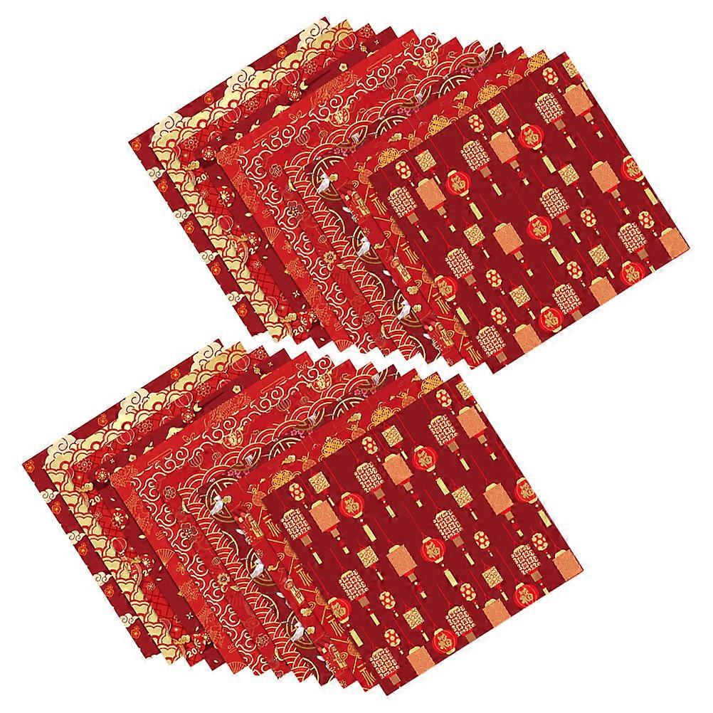 Spring Pattern Paper Scrapbook Paper for Chinese New Year Red Craft Paper for Craft Making 24Set