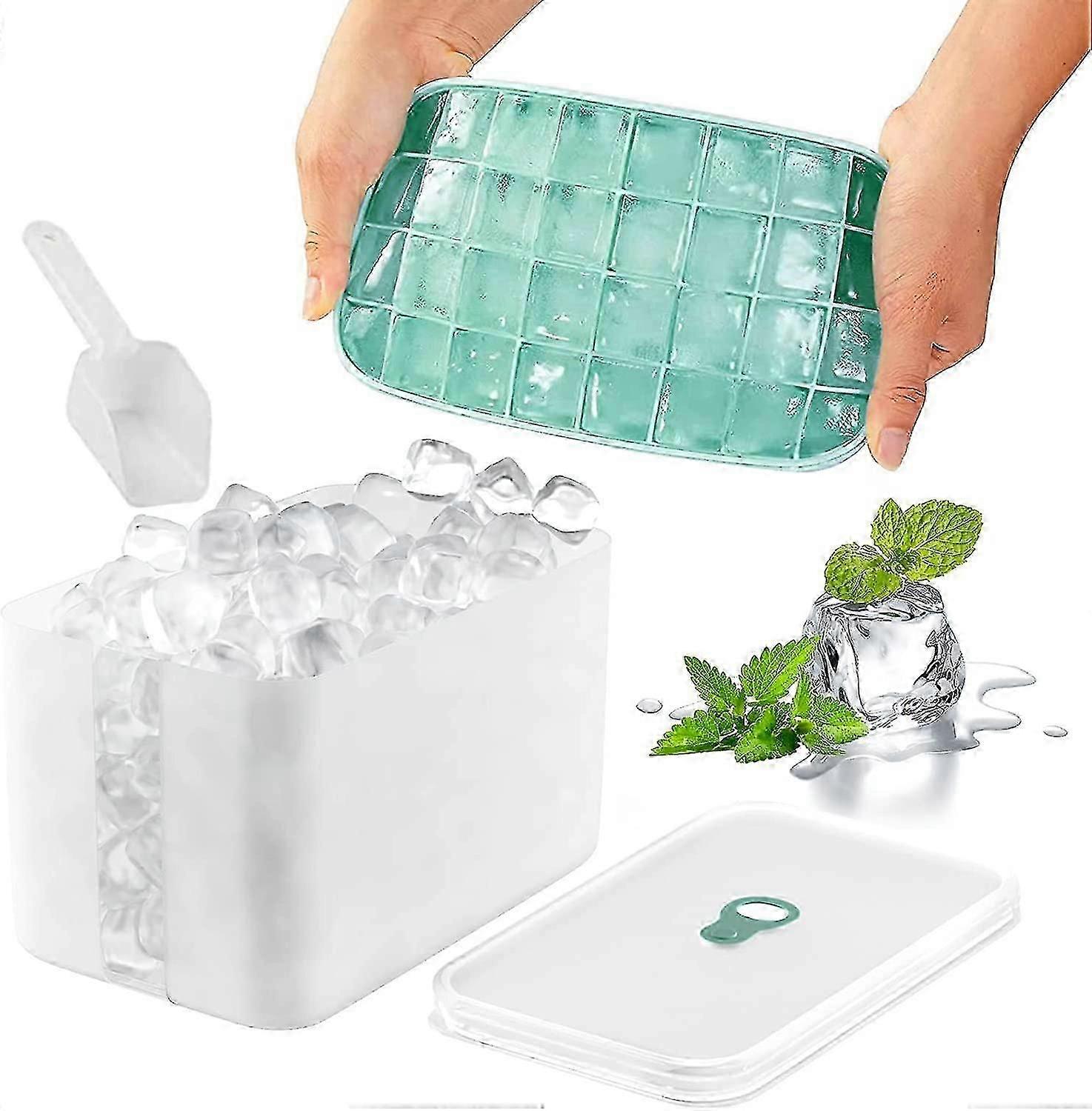 Ice Cube Tray With Lid, Silicone Ice Cube Mold With Lid, Ice Cube Box, Ice Cube Tray, Stackable, Bpa Free For Whiskey, Beer, Cola, Coffee