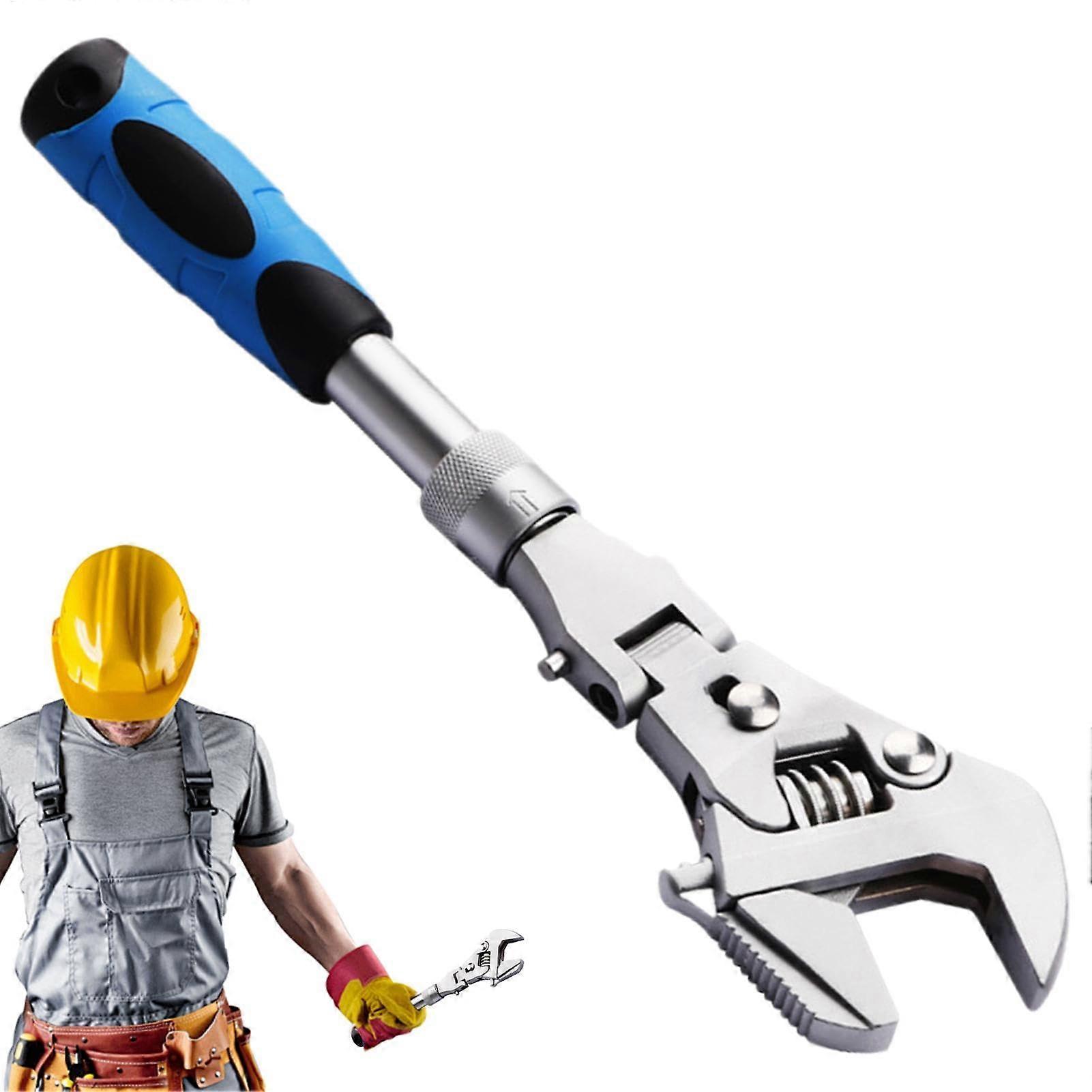 Ratchet Spanner Torque Wrench 10-12 Inch Retractable Extension 5-In-1 Spanner, 180 Degree Rotatable Head, Vehicle Repair